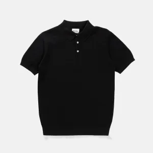 Textured Knit SS Polo (Black)