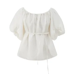 Thread Puff Sleeve off-shoulder top