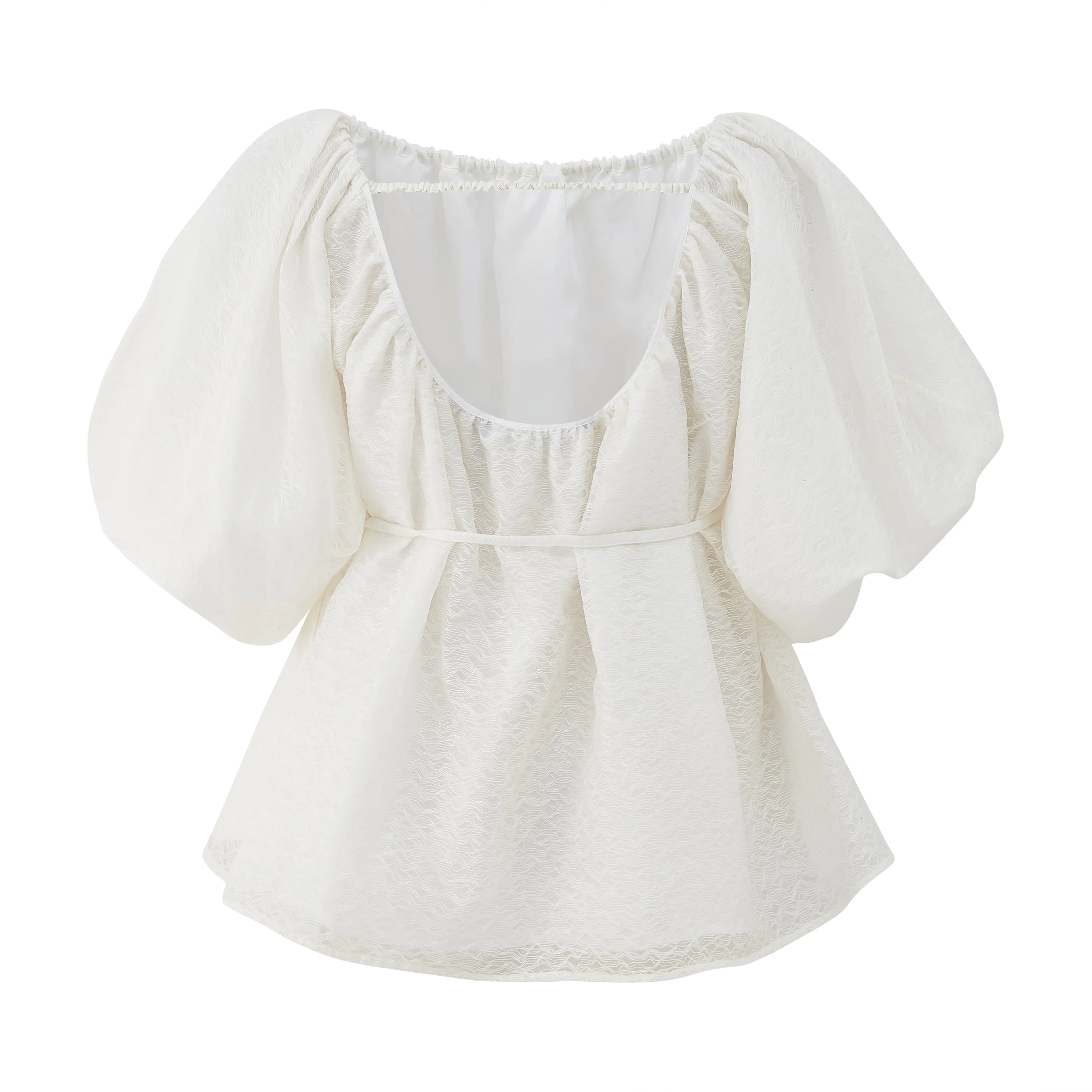 Thread Puff Sleeve off-shoulder top