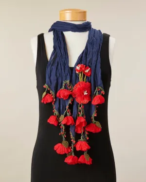 Tulip Scarf - Navy/Red