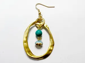 Twisted Hoops with Turquoise