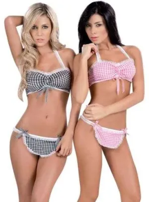 Two Piece Gingham Peek A Boo Bikini Set