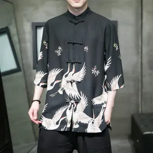 Vivid crane Tang shirt