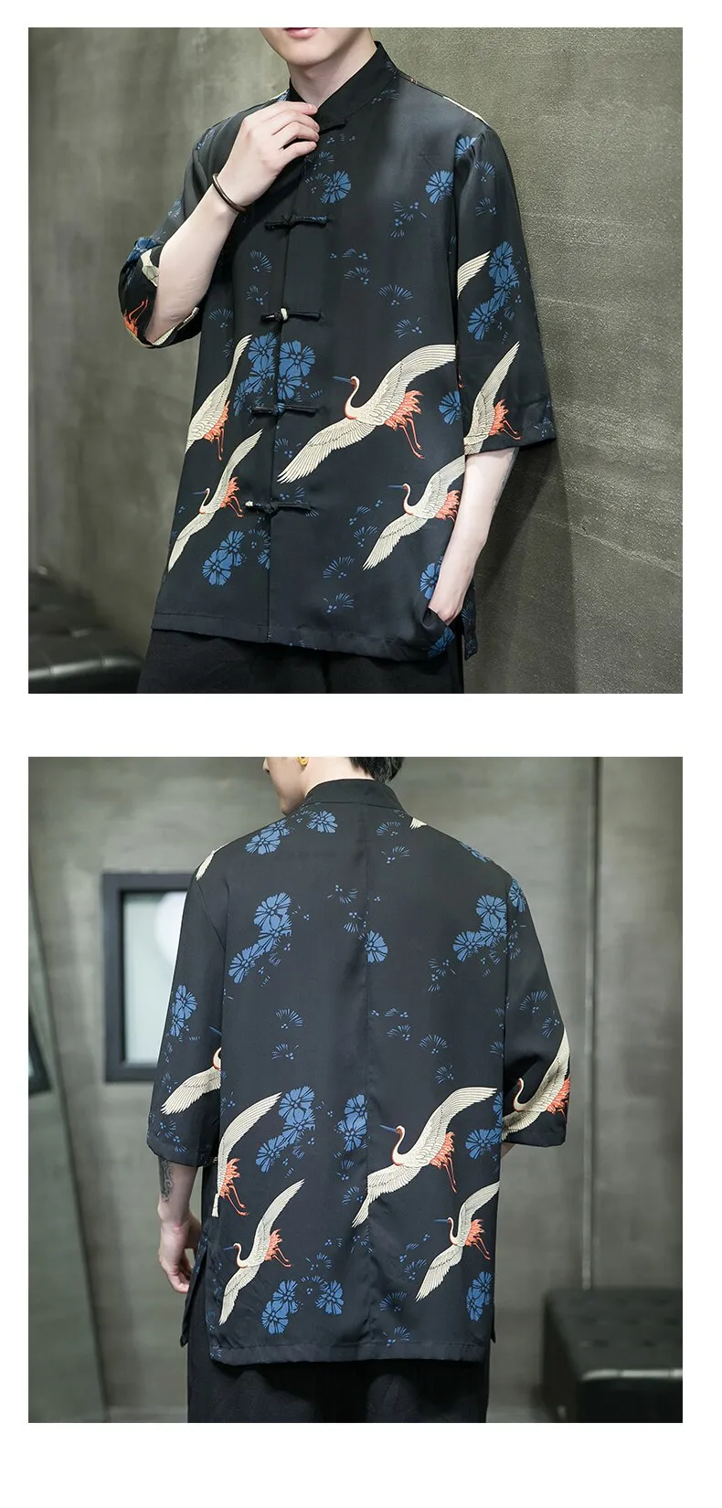 Vivid crane Tang shirt