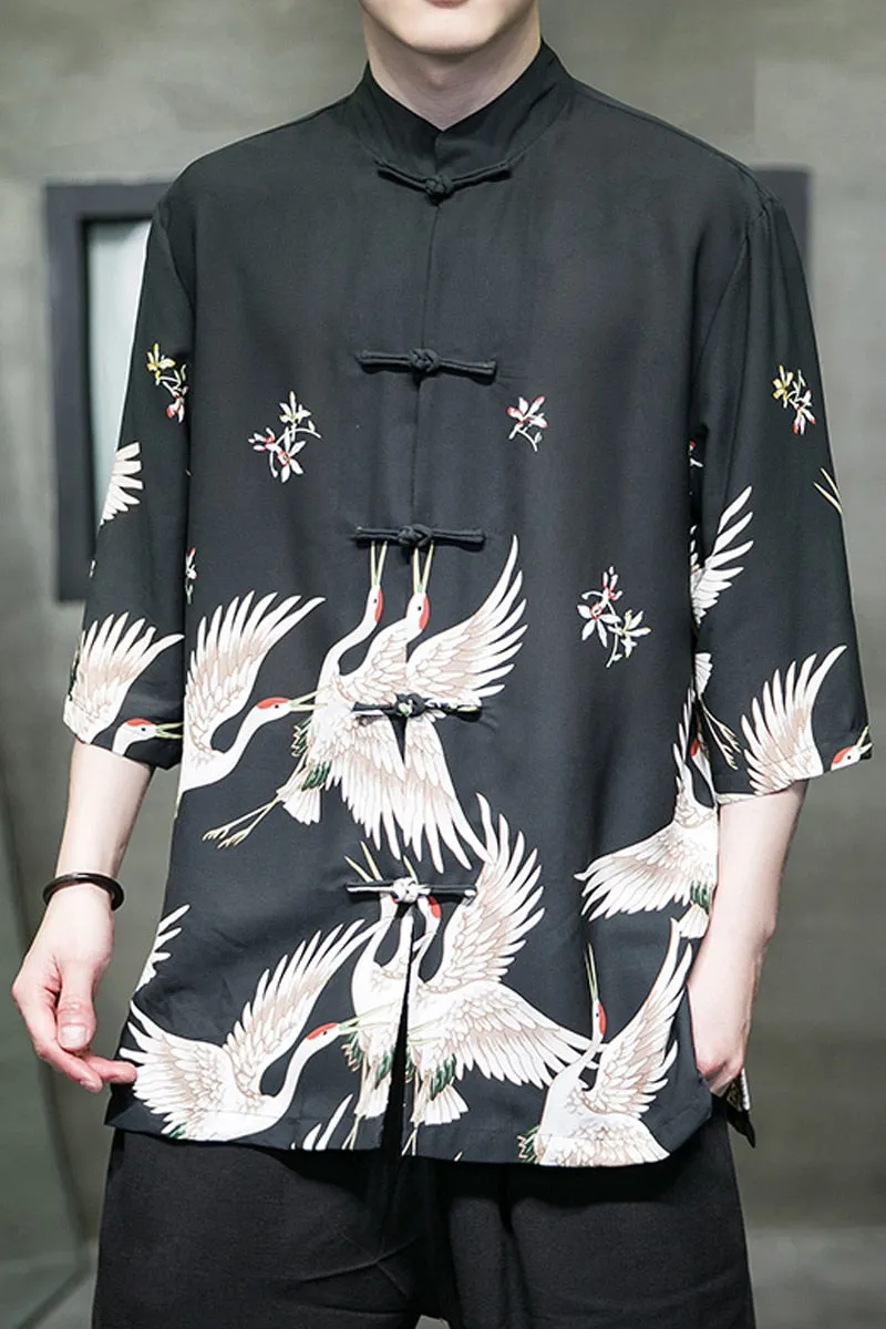 Vivid crane Tang shirt