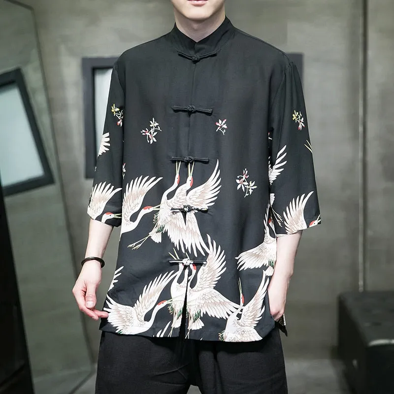 Vivid crane Tang shirt
