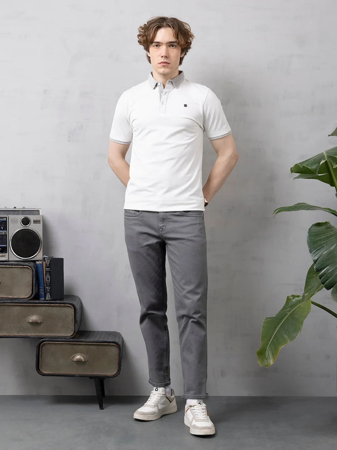 White Plain Stretch Polo