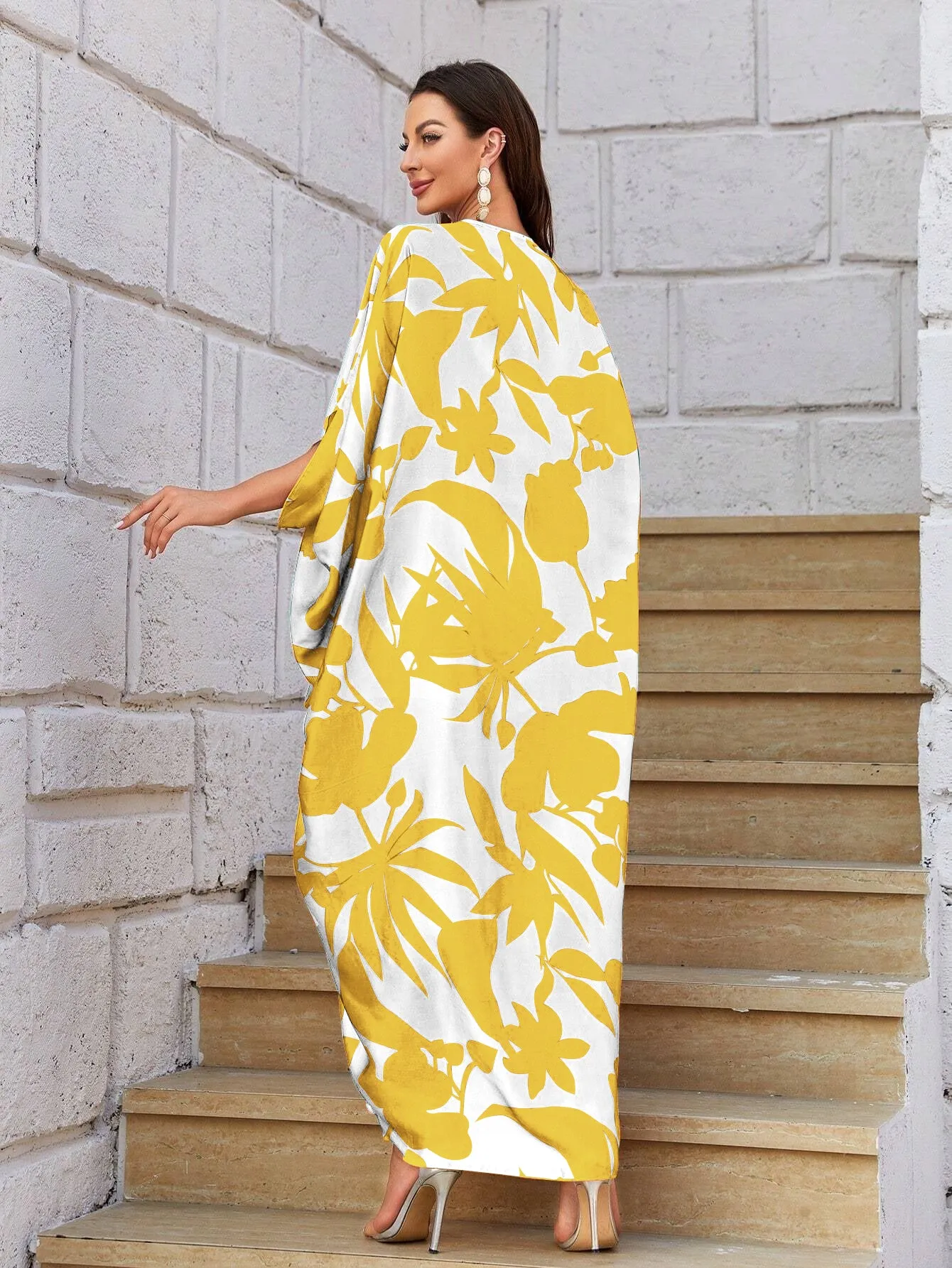Women's Gold Silk Kaftan - BlackBeads