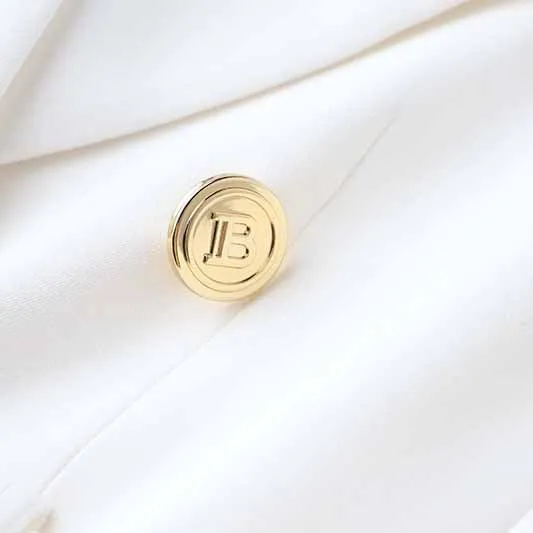 Women's Luxury Fitted Blazer Colorful Golden Lion Buttons Coat Belt Jacket
