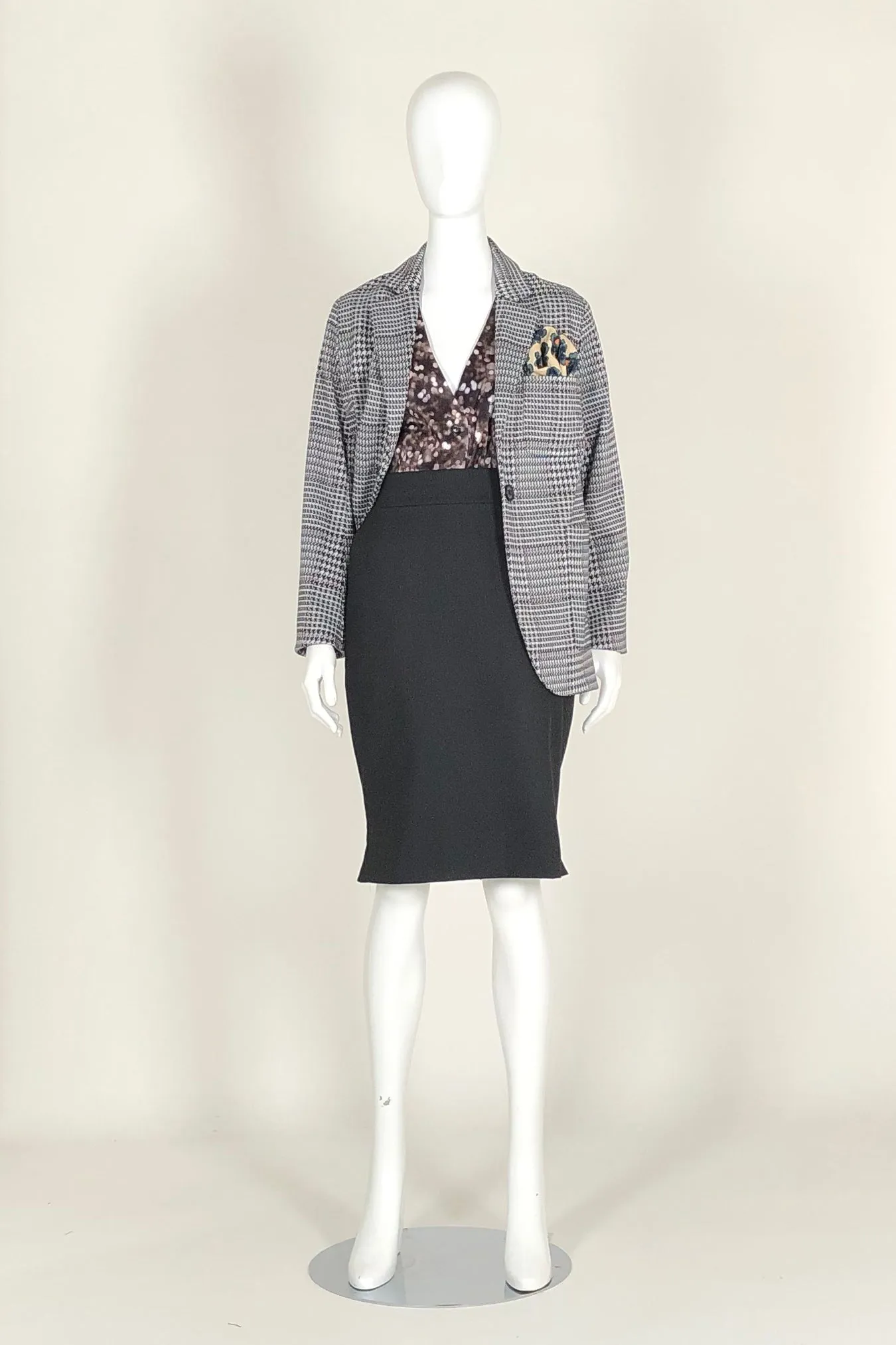 WORLD 4588 Longing Blazer Houndstooth Knit