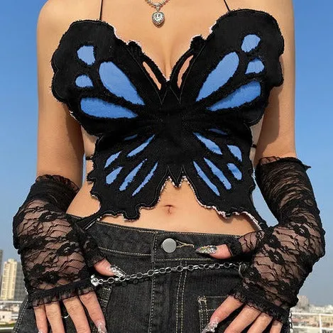 Y2k Butterfly Backless Bandage Top
