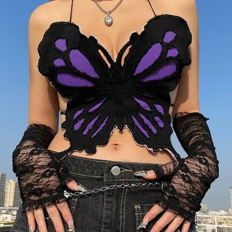 Y2k Butterfly Backless Bandage Top