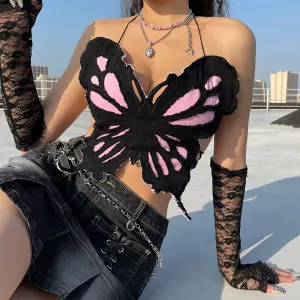 Y2k Butterfly Backless Bandage Top